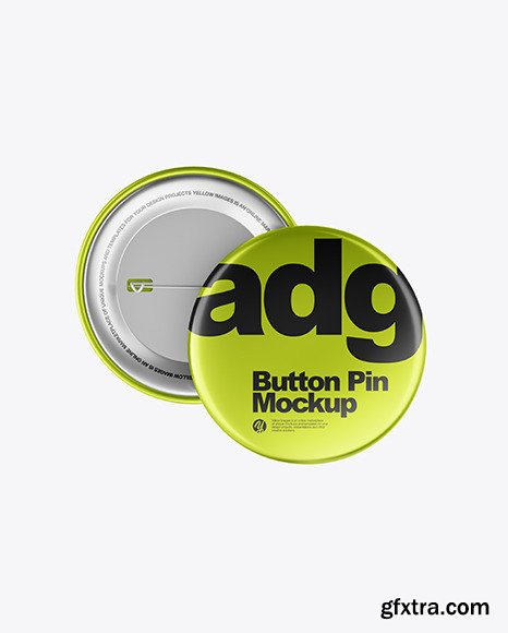 Two Metallic Button Pins Mockup 47541