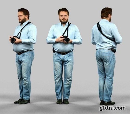 Man with a camera in jeans 3D model