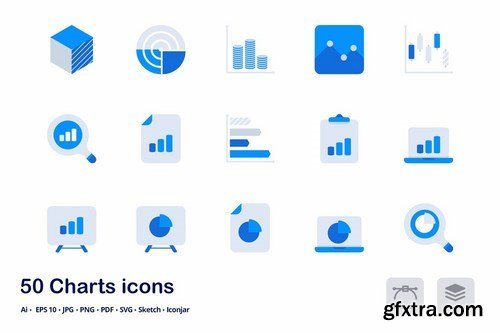 Charts and Statistics Accent Duo Tone Flat Icons