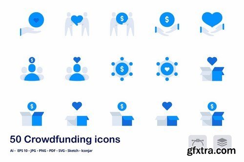 Crowdfunding Accent Duo Tone Flat Icons