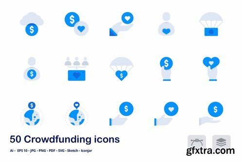 Crowdfunding Accent Duo Tone Flat Icons