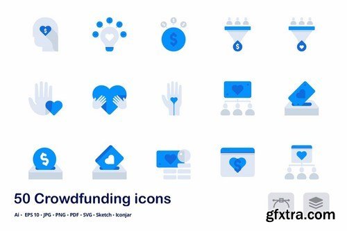 Crowdfunding Accent Duo Tone Flat Icons