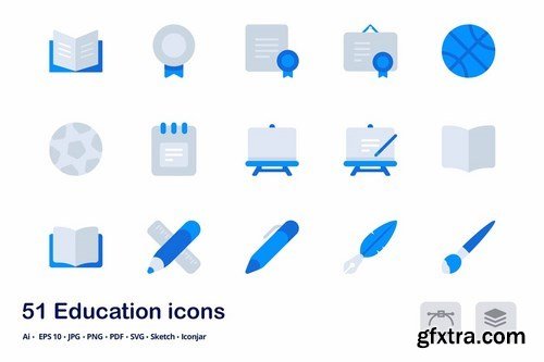 Education Accent Duo Tone Flat Icons