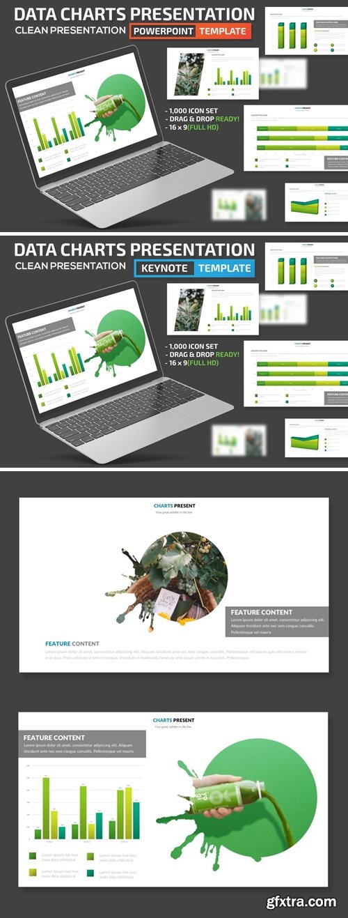 Green Charts Powerpoint and Keynote Presentation