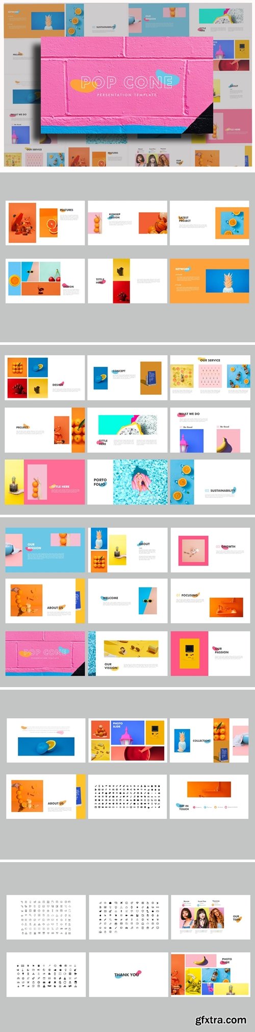 Pop Cone Powerpoint, Keynote and Google Slides Templates