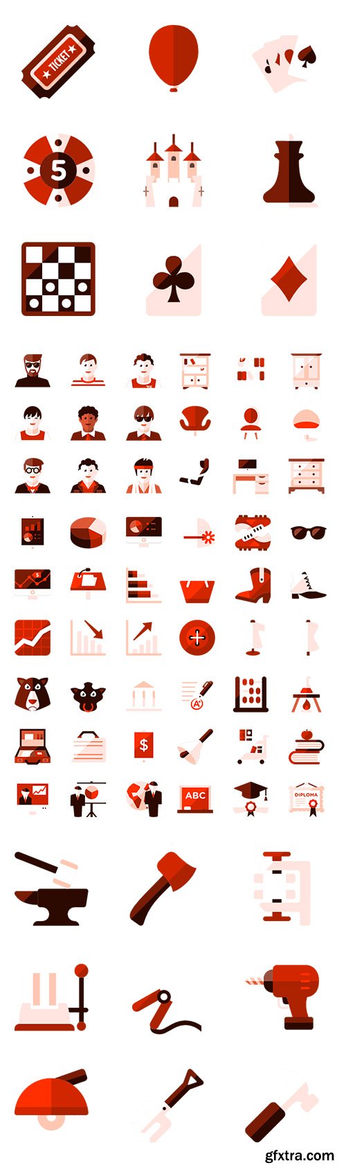 200+ Red Essential Color Icons Pack vol.3