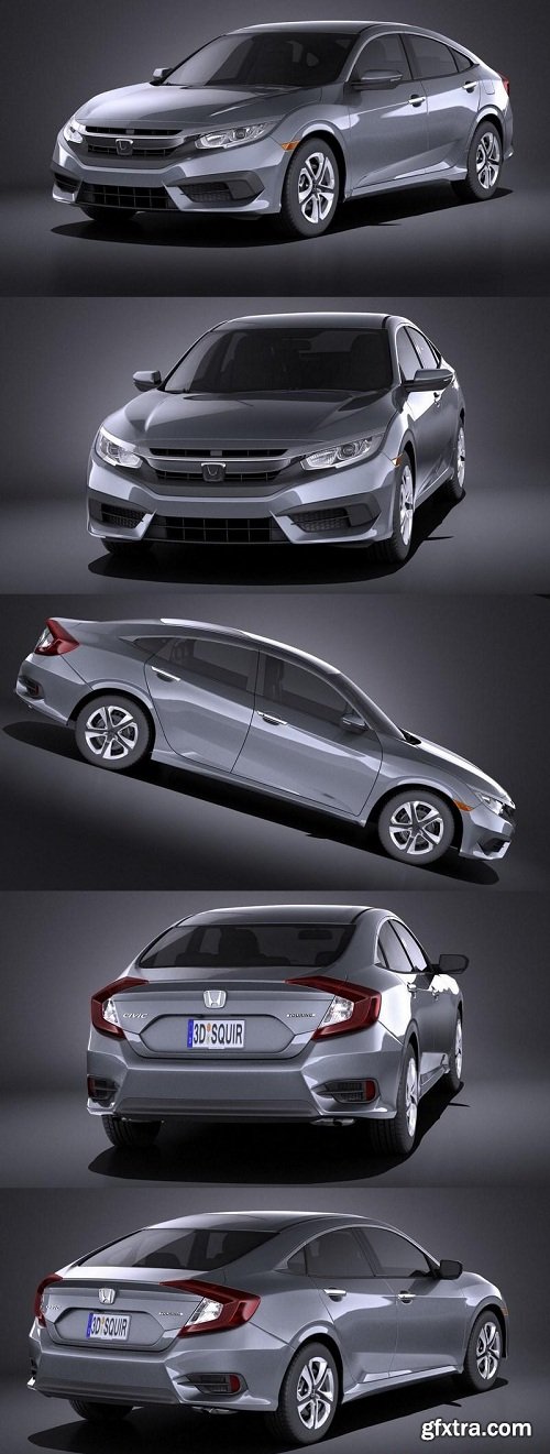 Honda Civic Sedan LX 2017 3D Model