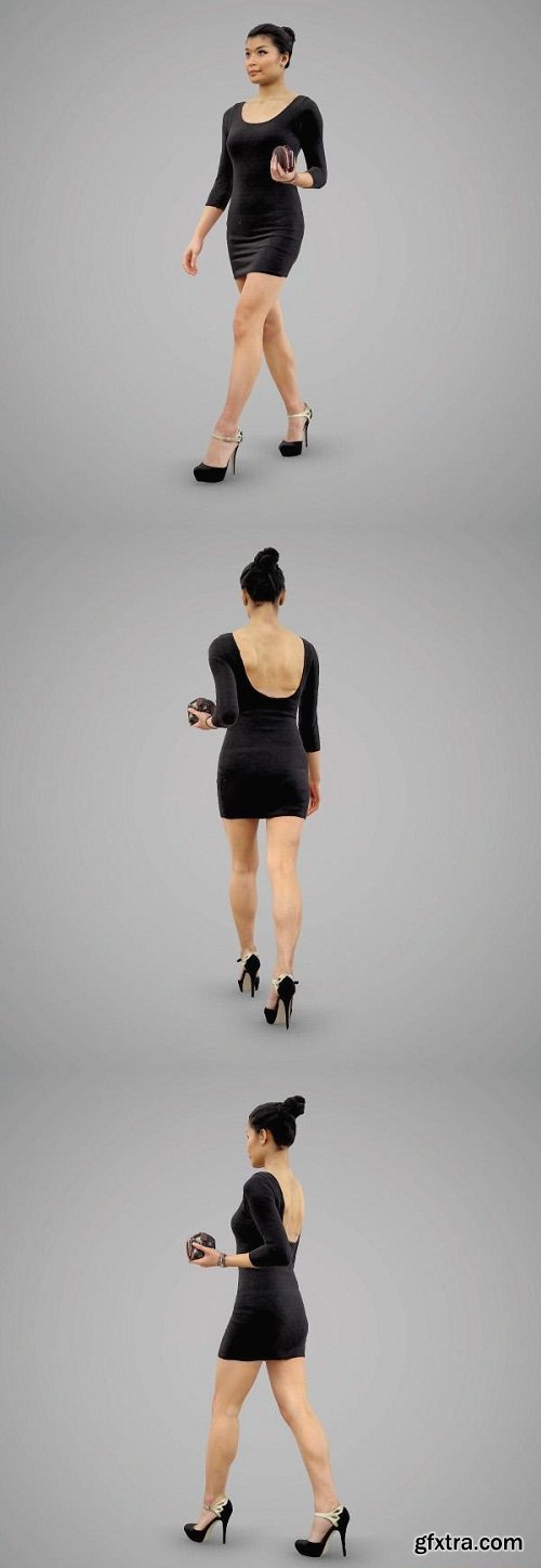 Girl in a tight evening dress 3D Model