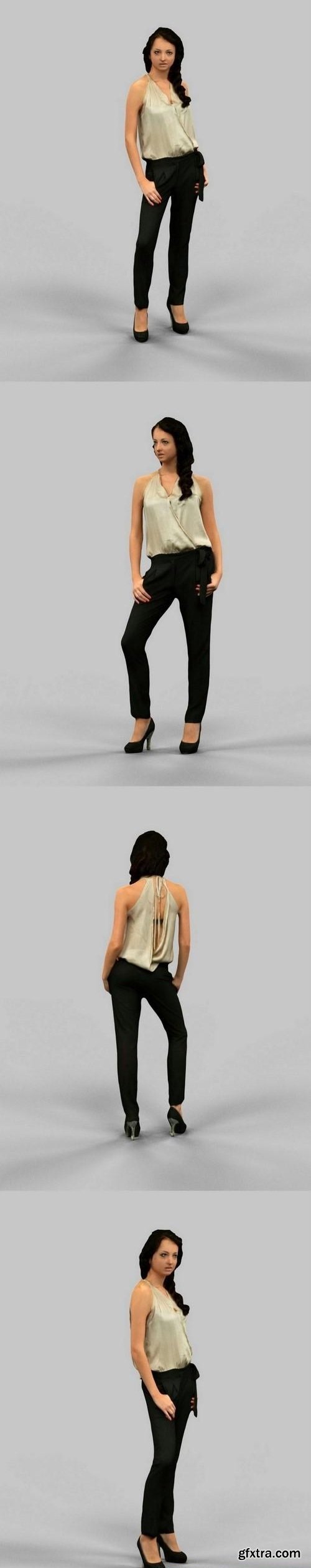 Girl in Black Pants and Golden Top 3D model