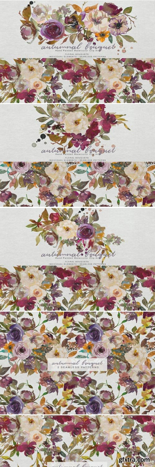 Autumn Flowers Clipart & Patterns 1706301