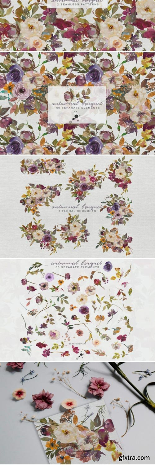 Autumn Flowers Clipart & Patterns 1706301