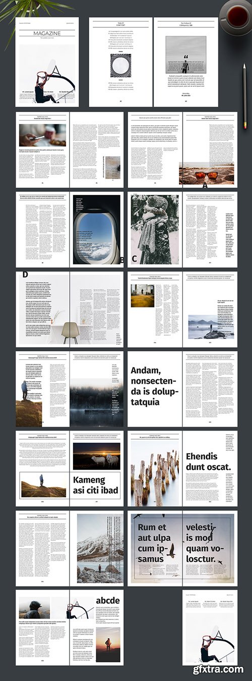 Magazine Layout with Photo Placeholders 242172455