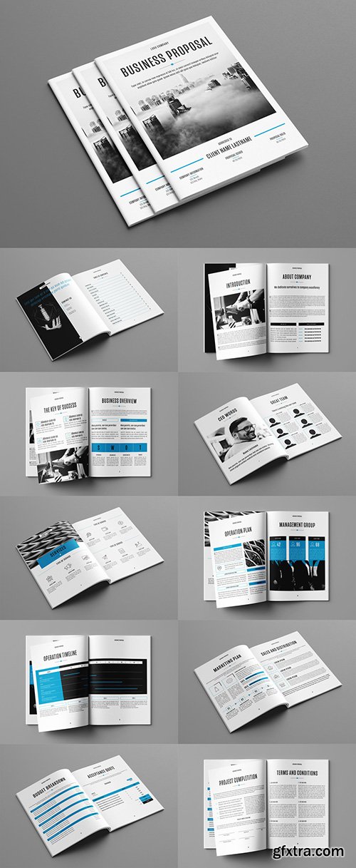 Business Proposal Layout with Blue Accents 241788566