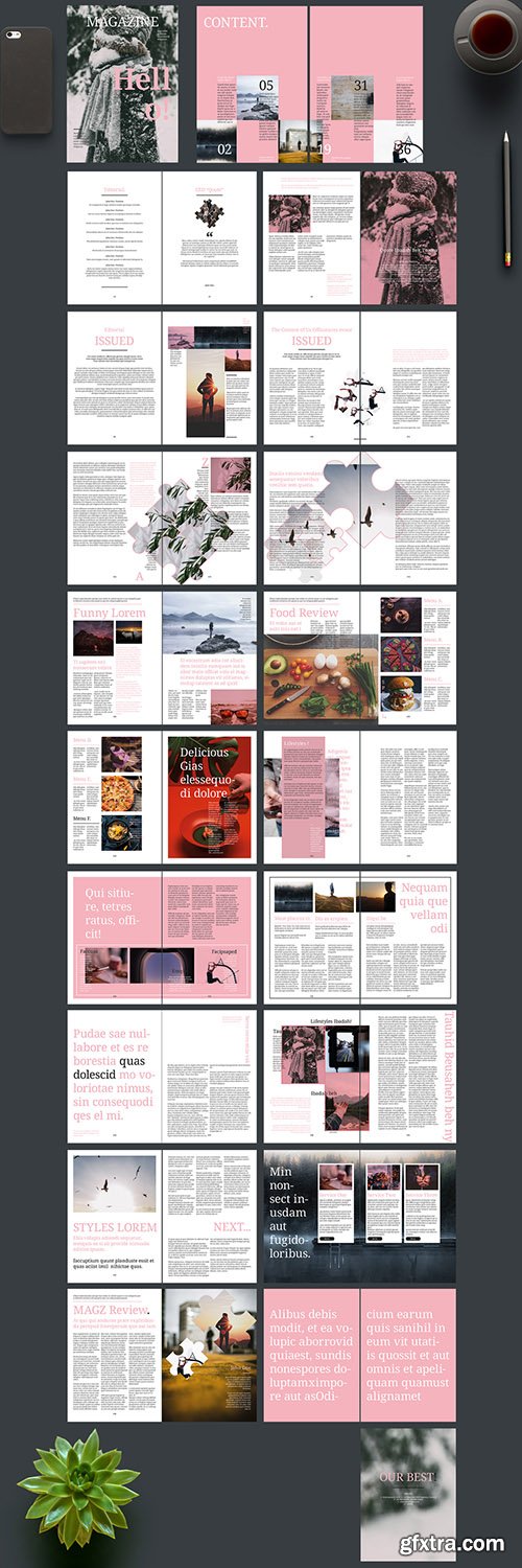 Magazine Layout with Pink Accents 242172431