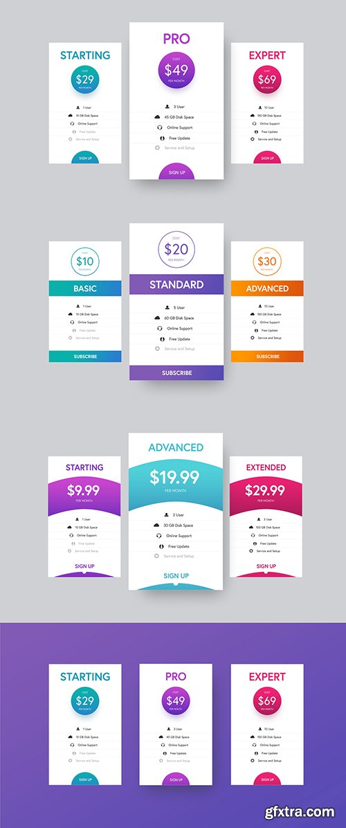 Pricing Table Layout Set 240774127