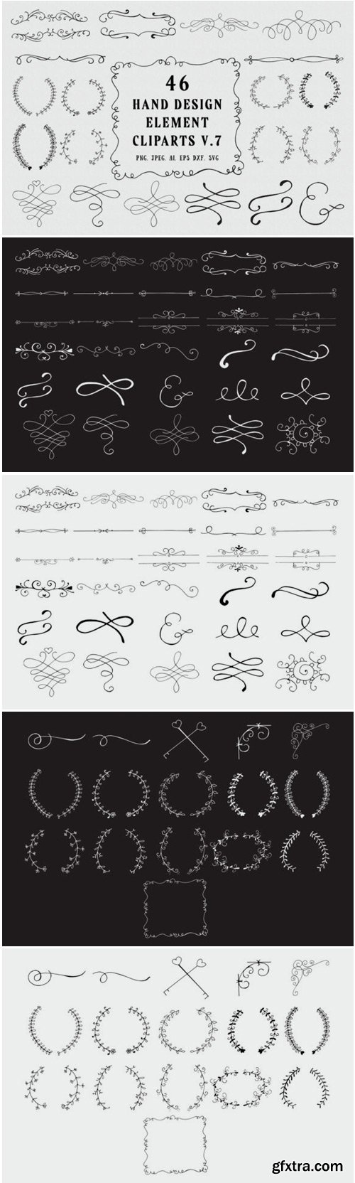 45+ Hand Design Element Clipart Ver. 7 1709502