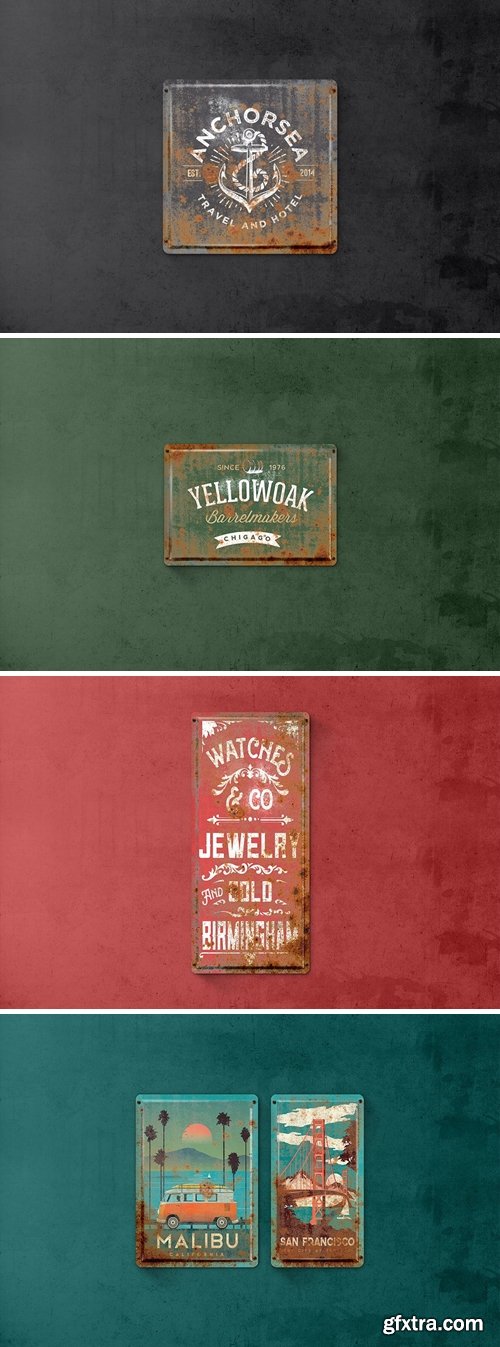 Vintage Rusty Metal Plate Mockup