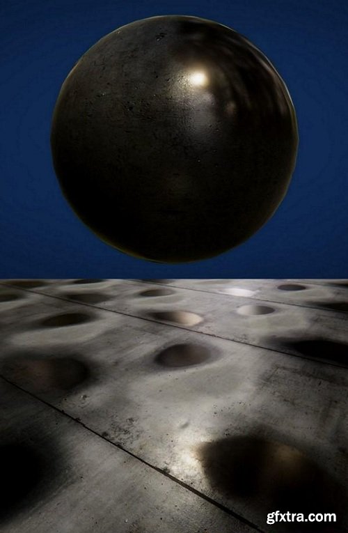 PBR Wet Concrete Industrial Floor 3D model