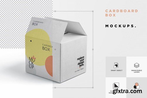 4 Cardboard Box Mockups