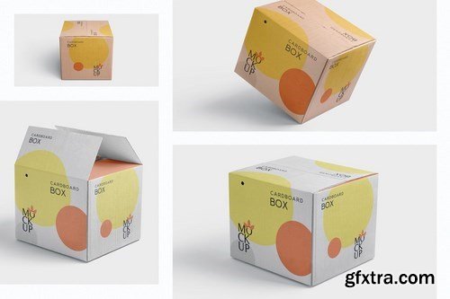 4 Cardboard Box Mockups