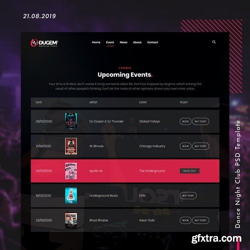 Dugem Dance Night Club PSD Template