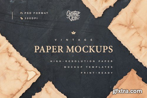 Vintage Paper PSD Mockup Set