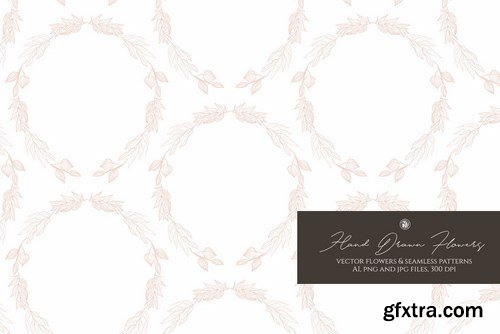 Hand Drawn Flowers Seamless Patterns