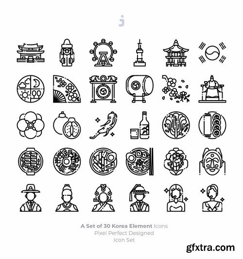 30 Korea Element Icons