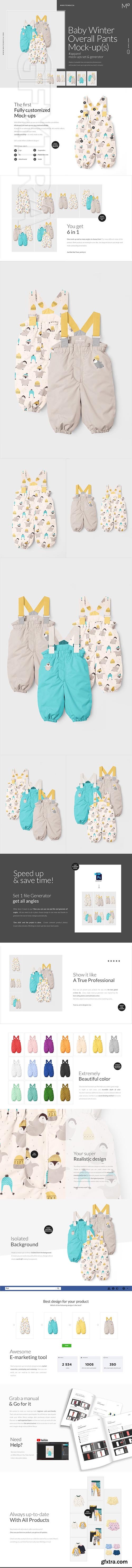 CreativeMarket - Baby Winter Overall Pants Mock-ups 3993187