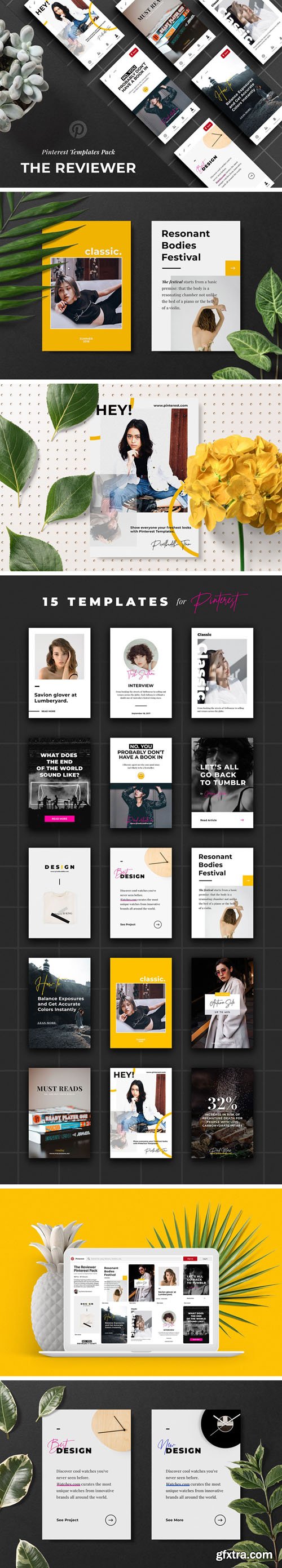 Pinterest PSD Templates Pack - The Reviewer [15 Templates]