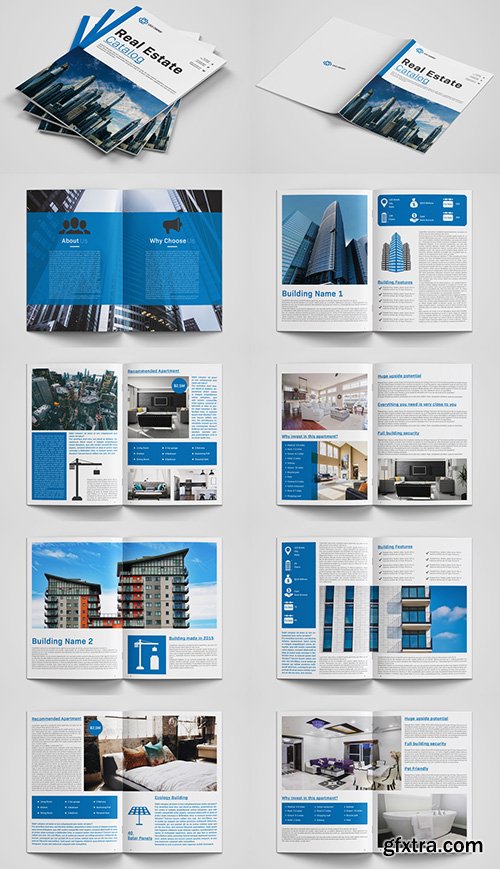 Real Estate Brochure Layout with Blue Accents 227548608