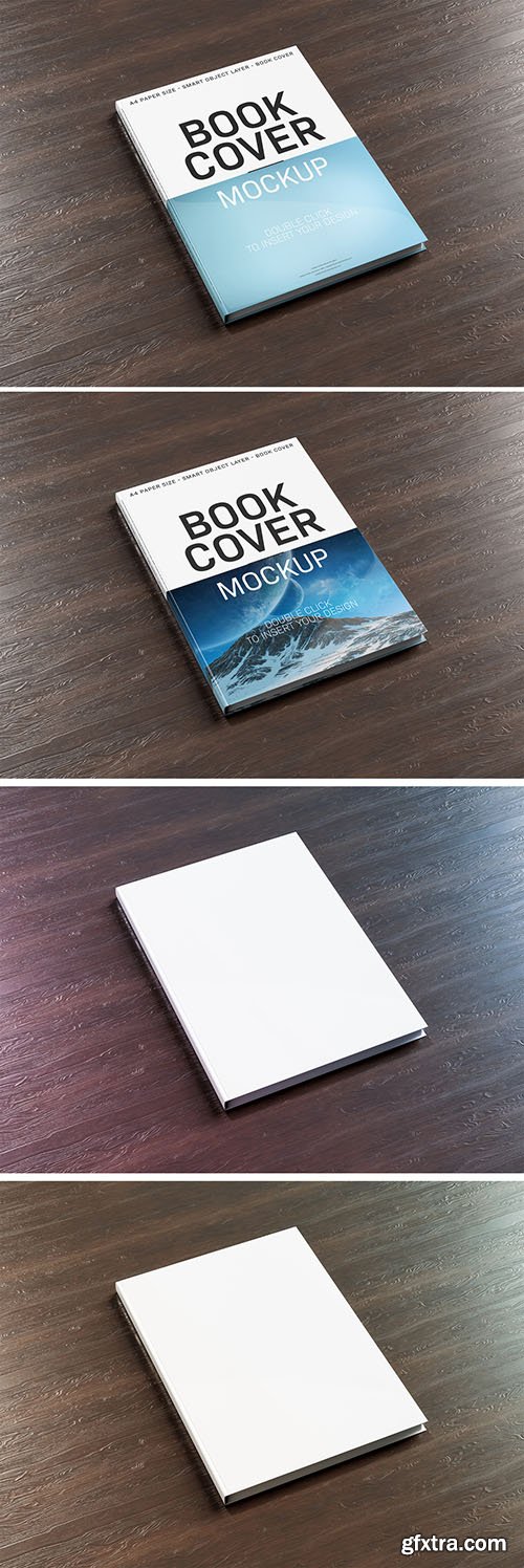 Book Cover on Wooden Surface Mockup 236528325