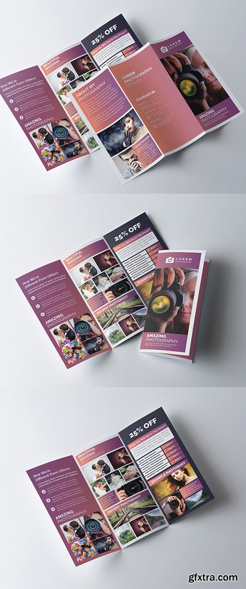 Tri-Fold Brochure Layout with Mauve Gradient Accents 278613798