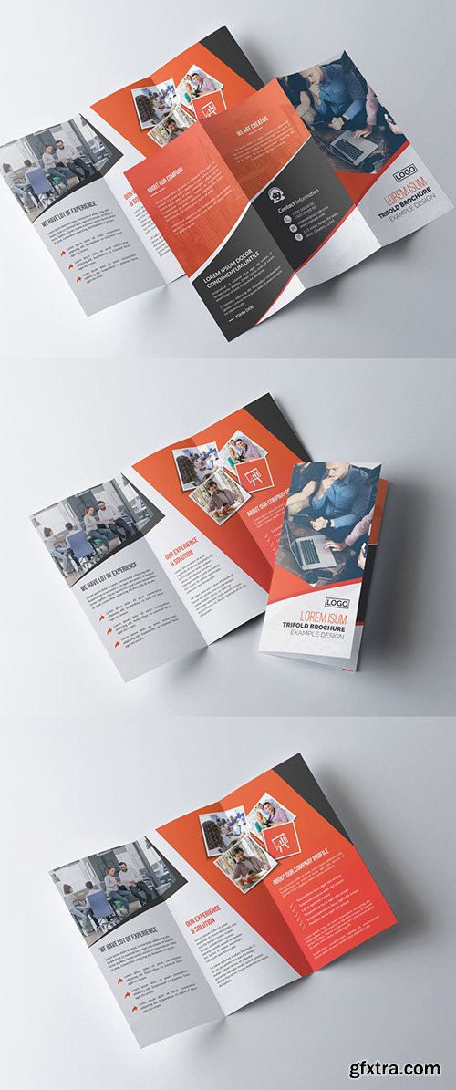 Corporate Trifold Brochure Layout with Orange Accents 281868070