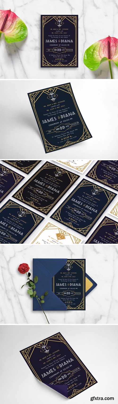 ART DECO WEDDING INVITATION 3