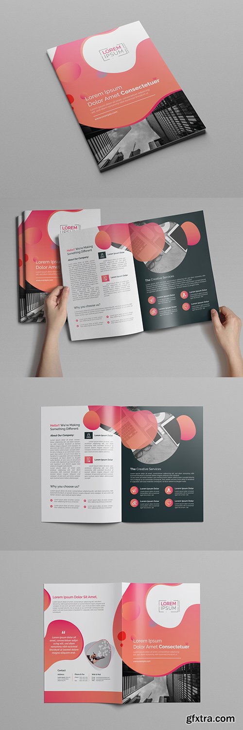 Pink Gradient Bi-Fold Brochure Layout 197550375