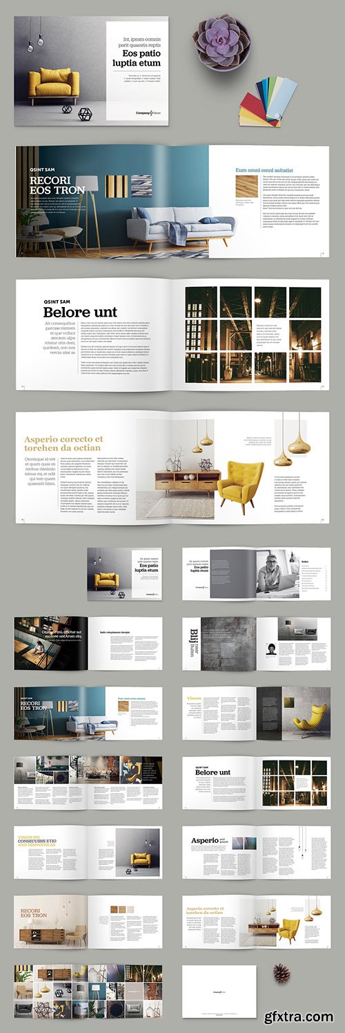 Brochure with Yellow Accents 256264648