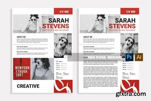 Red Pose CV & Resume