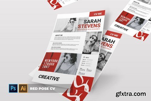 Red Pose CV & Resume