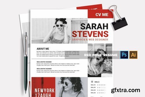 Red Pose CV & Resume