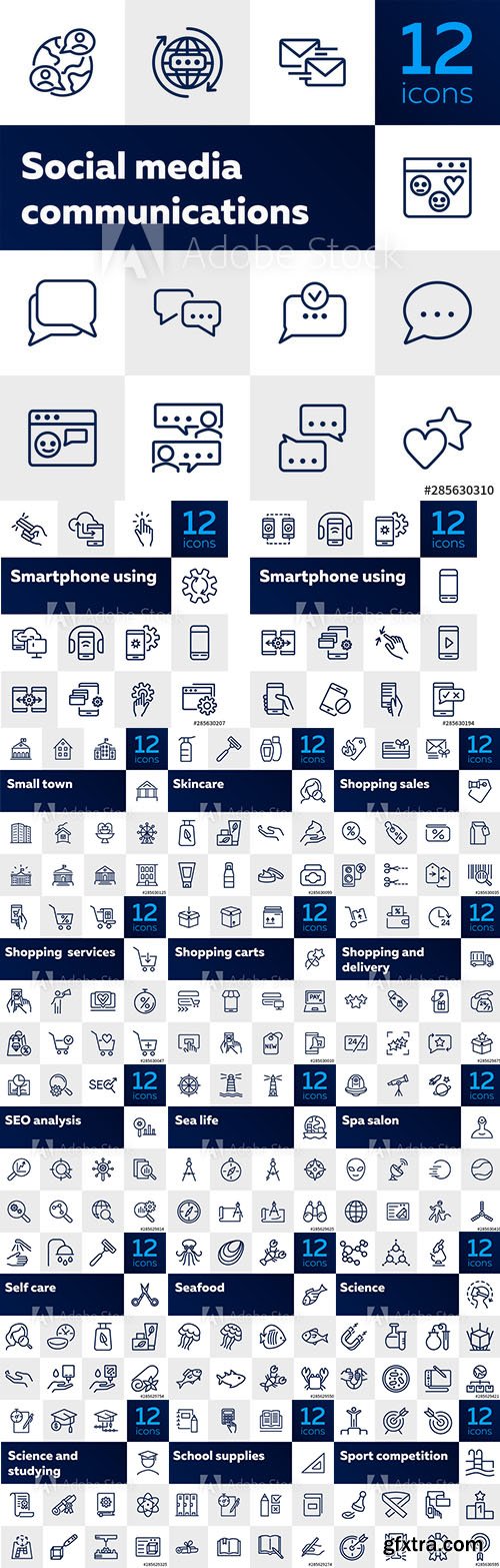 216 Line Icons Set