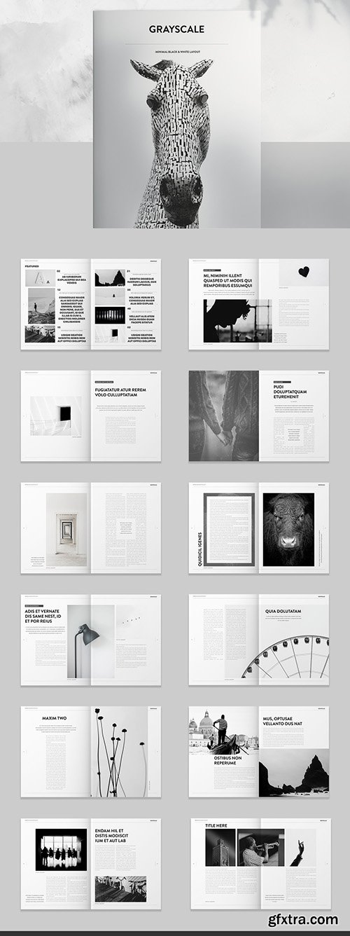 Brochure Layout with Black and White Accents 259778918