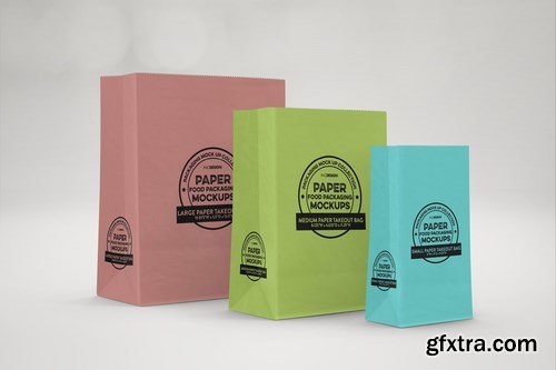 Takeout Paper Bags Packaging Mockup