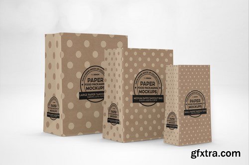 Takeout Paper Bags Packaging Mockup