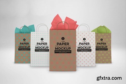 Paper Bags Twine Handles Packaging Mockup