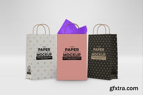 Paper Bags Twine Handles Packaging Mockup