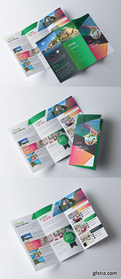 Green and Orange Trifold Brochure Layout 254705142