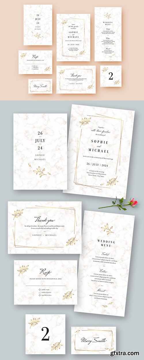 White Marble Wedding Stationery Set 260783886