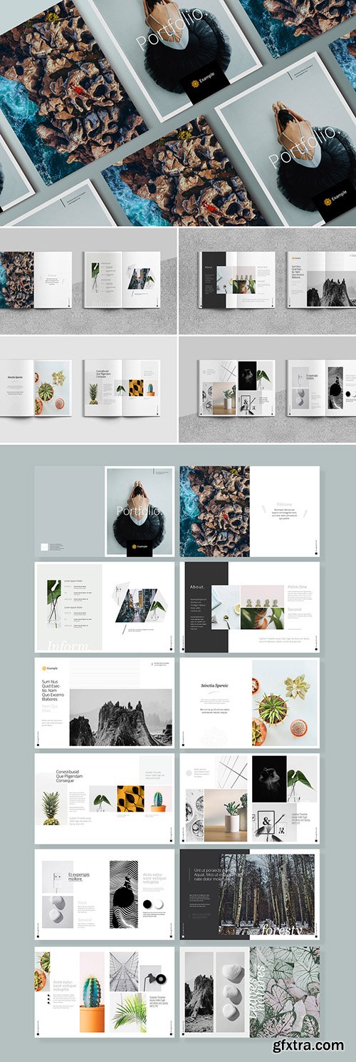 Photography Portfolio Layout with Gray Elements 252290056