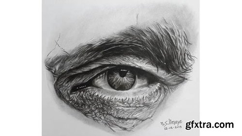 Draw Hyper Realistic Of Man Eye In Pencil Sketch